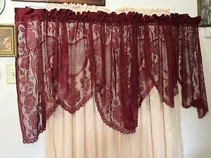 VINTAGE 2 Rosso Appeso Valance Floreale Rete da Pesca Design Finestra Teatro Tessile anni '70 - Foto 1 di 24