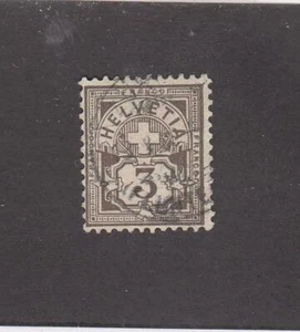 SUIZA (MK5732) # 70 EN MUY BUEN ESTADO USADO 3c 1882-89 NÚMERO 3 /GRIS MARRÓN GATO VAL $16 - Imagen 1 de 1
