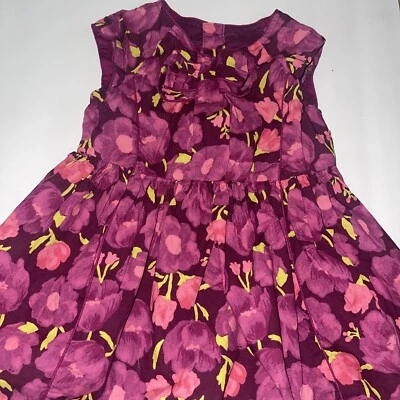 Genuine Kids by OshKosh Sleeveless Purple Floral Print Bow Dress Toddler 4T - Image 1 of 4
