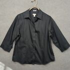 Chico 2 Wrinkle Free Top Womens Large Black Button Shirt 3/4 Sleeve Classic
