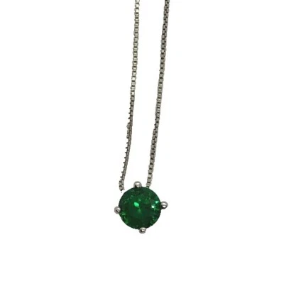 Punto luce  6 MM Verde Smeraldo con zircone in argento con  COLLANA OMAGGIO - Immagine 1 di 4