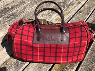 Bolsa de viagem Brooks Brothers grande xadrez vermelha lã como material de flanela nova com etiquetas rara - Imagem 1 de 4
