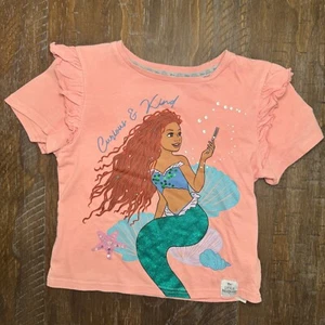 Y2K Disney Little Mermaid Graphic Tee Ruffle Sleeve Top Girls 7 Vintage princess - Picture 1 of 7
