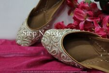US Cream Gold Punjabi Jutti For Ladies Designer Jutti Mojari Shoes HH287