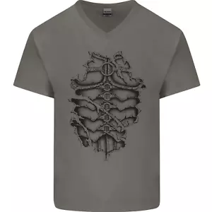 Roman Armour Fancy Dress Warrior Gym MMA Mens V-Neck Cotton T-Shirt - Picture 1 of 31