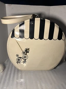 Vtg 70's Large Tolin Poodle Dog Patent Zippered Travel Case Hand Bag Fun Mirror - Picture 1 of 12