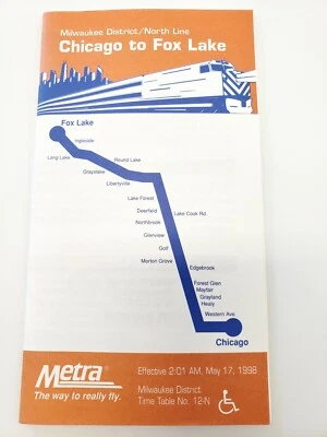 May 17 1998 METRA CHICAGO TO FOX LAKE PUBLIC TIMETABLE  - Image 1 of 2