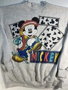 Vintage 90s Mickey Mouse Disney Sweatshirt Made In USA Hip Hop Streetwear Grunge - Picture 1 of 11