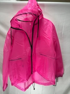 MTA Sport Pink Rain Coat Full Zip - Womens XL - Windbreaker w/ Hood & Drawstring - Picture 1 of 5