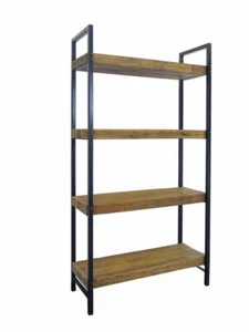 Wandregal Metallregal Bücherregal Industrie Stil schwarz/natur B: 120 cm (10343) - Picture 1 of 7