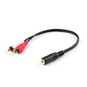 3.5mm 1/8" Female Mini Jack To 2 Male RCA Plug Adapter Convertor Audio Y Cable - Picture 1 of 5