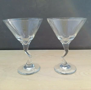 Libbey Z-Stem Clear Martinis Cocktail Glasses, Bent Zig Zag Stem, Set Of Two - Picture 1 of 6
