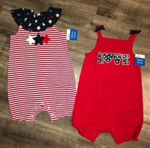 Patriotic Little Girl Romper Set New With Tags Love Stars 18 Months - Picture 1 of 3