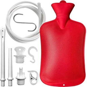 Home Enema Douche Kit Hot Water Bottle Bag 2 Quart Capacity Reusable Red New - Picture 1 of 5