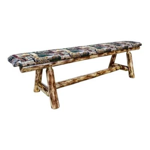 Montana Woodworks Glacier Country Wood Plank Style Bench in Brown - Picture 1 of 4