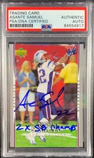 Asante Samuel auto insc card Upper Deck '07 New England Patriots PSA Mr. Pick 6