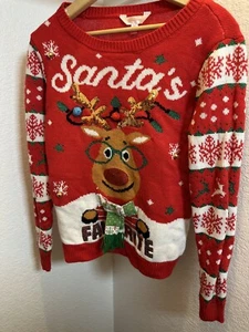 Santas Favorite Ugly Festive Christmas Sweater Girls Size M 7-9 No Boundaries - Picture 1 of 4
