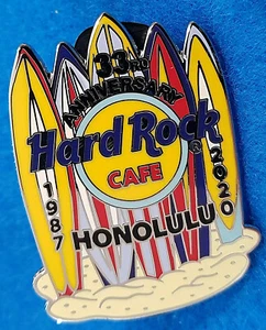 HONOLULU 33rd ANNIVERSARY HAWAIIAN BEACH SURFBOARDS 1987-2020 Hard Rock Cafe PIN - Picture 1 of 1