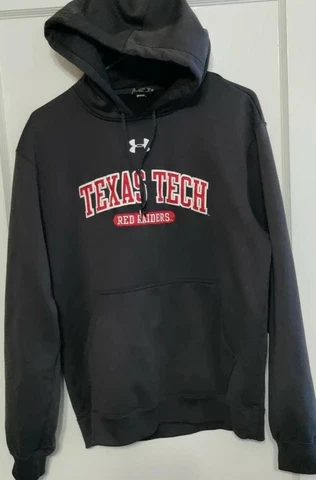 Texas Tech Hoodie Sweatshirt Mens Small Black Red Raiders Loose Fit Pullover TTU Cover