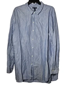 Camicia donna Gap blu metallizzato boyfriend fit manica lunga con bottoni taglia XXL - Foto 1 di 7