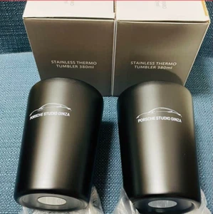 PORSCHE Novelty Matte Black Stainless Steel Thermo Tumbler Mug (380 ml) wz/Box - Picture 1 of 5