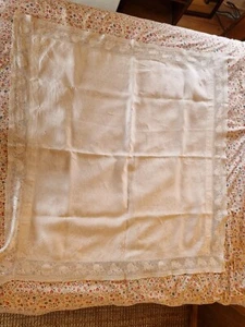 Vintage Retro Antique White lace edge Tablecloth 45x41.5" 50s 60s embroidered - Picture 1 of 11