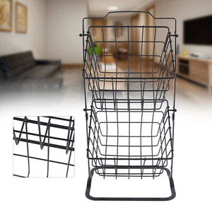 2-Etagen Obstregal Obsttablett Küchenkorb Aufbewahrungskörbe Haushalts Schwarz - Bild 1 von 17