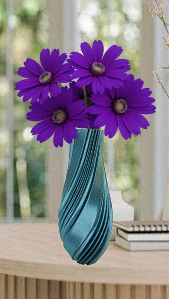 Elegant Modern Spiral Twist Emerald Green 3d Printed Vase 7" Minimalist Decor - Image 1 of 4