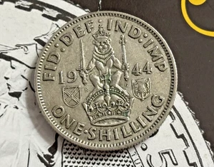 1944 George VI British Scottish Silver One Shilling Coin - Picture 1 of 2