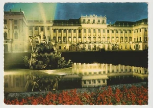 Schloss Schönbrunn Wien Österreich Nacht beleuchtet Postkarte Vintage - Bild 1 von 2