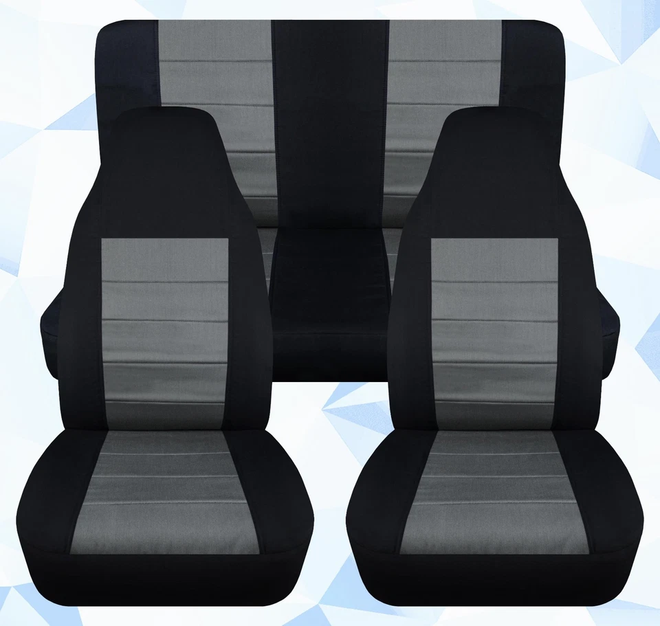 Se adapta a fundas de asiento delanteras y traseras Jeep Wrangler TJ 1997-2002 negro carbón algodón Foto 1 de 1