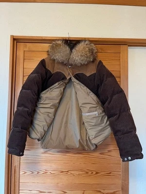 Bape A Bathing Ape Corduroy Down Jacket Real Fur Brown Beige S Size Mens Rare JP - Image 1 of 4