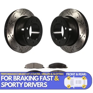 Rear Drilled Rotors Ceramic Brake Pads Kit for Ram 3500 2500 1500 Dodge OEWVY - Picture 1 of 17