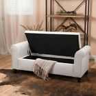 Hayes Contemporary Fabric Upholstered Storage Ottoman Bench with Rolled Arms