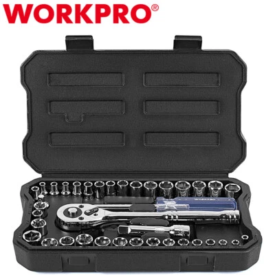WORKPRO 39PCS Drive Socket Set 1/4" 3/8" Socket Wrench Set Metric SAE With Case - Image 1 of 4