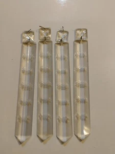 Antique Crystal Prisms Triangular Star Snowflake 9" Set Of 4 - Picture 1 of 10