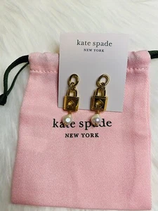 Kate Spade lock and spade pearl drop earrings Freshwater Pearl Gold New - Picture 1 of 2
