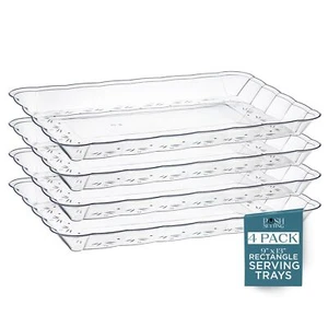 - Plastic Trays for Serving Food Clear Serving Trays for Party Plastic Servin... - Picture 1 of 7
