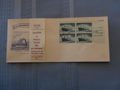 US # 939 US Merchant 3C Set Of 5 Pent Arts Cachet Unaddressed FDC W/Label  #10  - Image 1 of 4