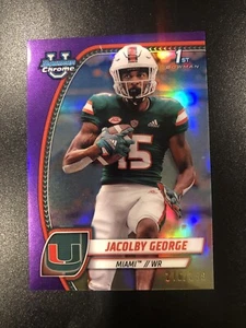 2024 Bowman Chrome University #84 Jacolby George, Miami PURPLE REF. /399 - Picture 1 of 2