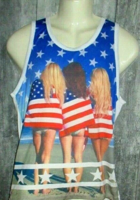 MENS EIGHTY EIGHT AMERICAN FLAG TANK TOP T-SHIRT SIZE XL (MADE IN USA) - Image 1 of 3