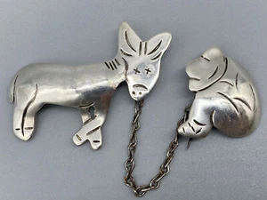 VINTAGE TAXCO SILVER 980 MAN AND DONKEY BROOCH RARE - Picture 1 of 12