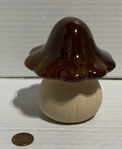 Ceramic Mushroom Colored Glazed Top 4.25" Figurine Garden Patio 70’s Decor - Picture 1 of 8