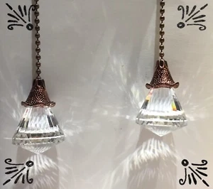 Handcrafted Faceted Prism Glass Drop Antique Bronze Ceiling Fan Pull - Picture 1 of 6