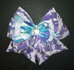 Mermaid Lace Layered 3D spectrum Cheer Bow CLEARANCE school event hair bows  - Picture 1 of 1