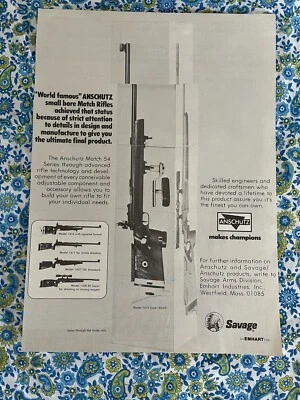 Anuncio impreso Savage Anshutz 1979 de colección solo anuncio de rifle de diámetro pequeño Foto 1 de 4
