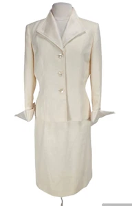 Le Suit Damen Rock Anzug Set Größe 10 Knopfleiste Kragen Blazer Minirock 100A - Bild 1 von 11