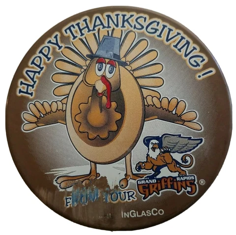 GRAND RAPIDS GRIFFINS INGLASCO TAN HOCKEY PUCK SLOVAKIA AHL HAPPY THANKSGIVING! Cover
