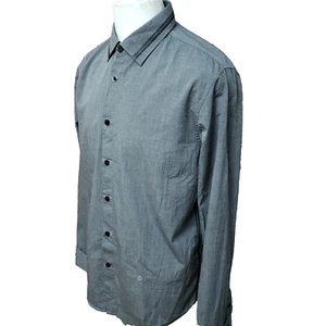Guess Single Link Cuffs Men's Size XL Gray Cotton Embroidered Casual Dress Shirt - Picture 1 of 11