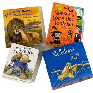 Lot of 4 Childrens Chunky Board Books Including Stellaluna Halloween I Love you - Picture 1 of 12